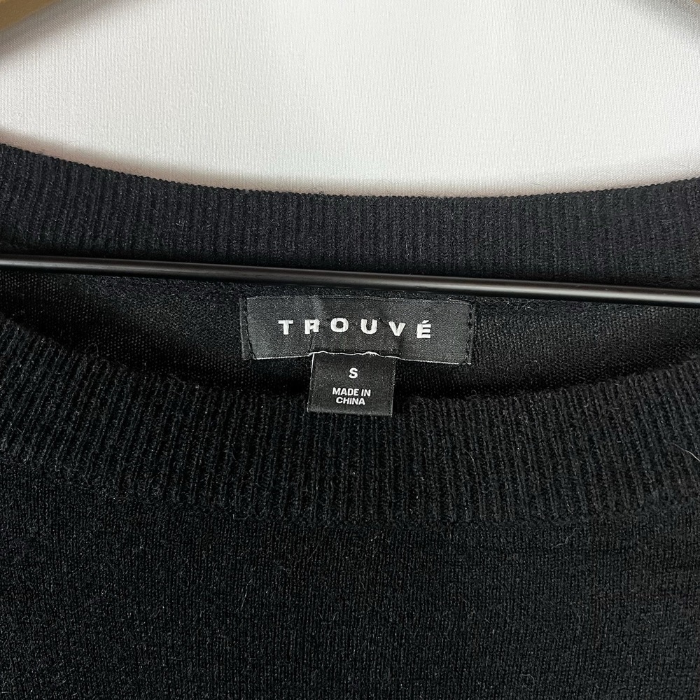 Trouve Sweater Women Sz Small Black Long Sleeve Knit Pullover Angora Rabbit Hair - Picture 4 of 6